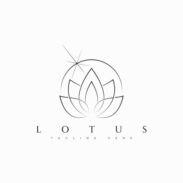 ilustraciones, imágenes clip art, dibujos animados e iconos de stock de logotipo lotus floral nature yoga spa wellness y símbolo de signo espiritual. - lotus leaf