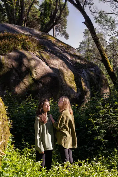 Two women enjoying the woods in Sintra, Lisbon