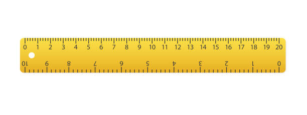 istock Rulers 20 centimeters with isolated on white. Measuring tool. School supplies. Plastic yellow insulated ruler with double side measuring inches and centimeters. Vector illustration 1490622129