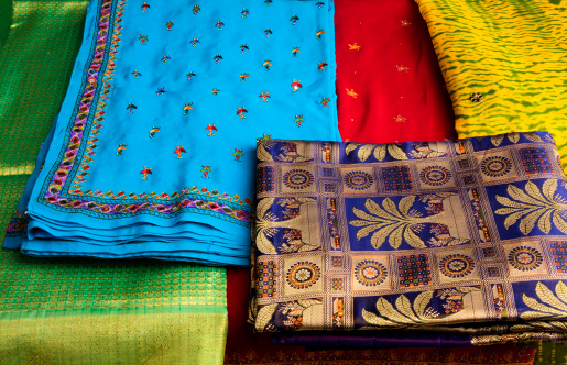 Display of Colorful Wedding Sarees (Traditional Indian Female Dress)