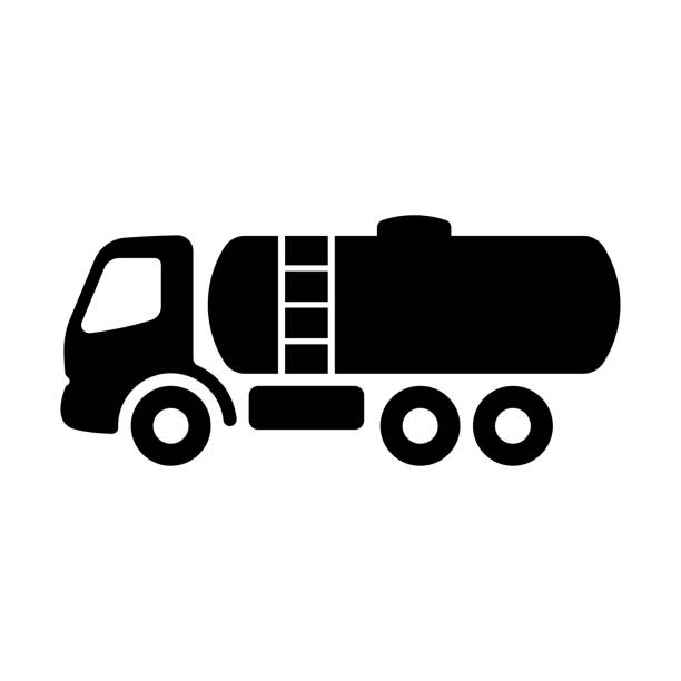 ilustrações, clipart, desenhos animados e ícones de ícone do caminhão-tanque. silhueta preta. vista lateral. vetor simples ilustração gráfica plana. objeto isolado em um fundo branco. isolar. - truck fuel tanker semi truck milk tanker