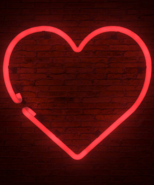 istock Red neon heart shaped sign 3d render 1490626784