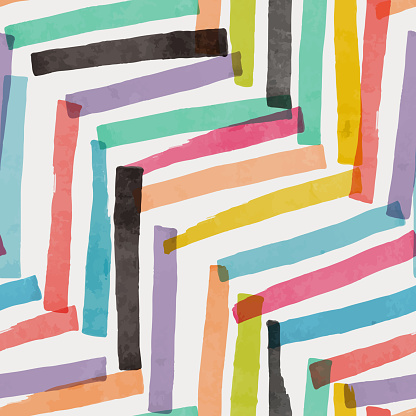Seamless modern hand drawn pattern with color strokes