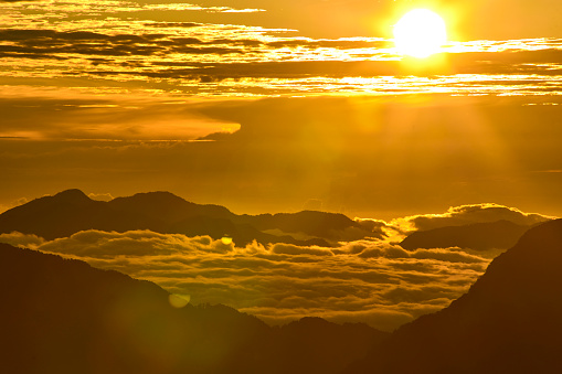 Aerial view of beautiful mountains at morning.