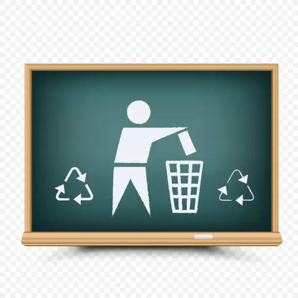 Vector illustration of education ecology lessons waste processing