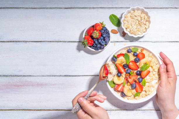 istock Sweet summer breakfast oatmeal with berry 1490628380