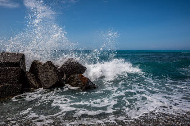 istock ocean with stones, sand, water and sun 1490629544