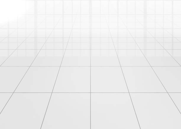 istock 3d rendering of white tile floor for background. 1490629594