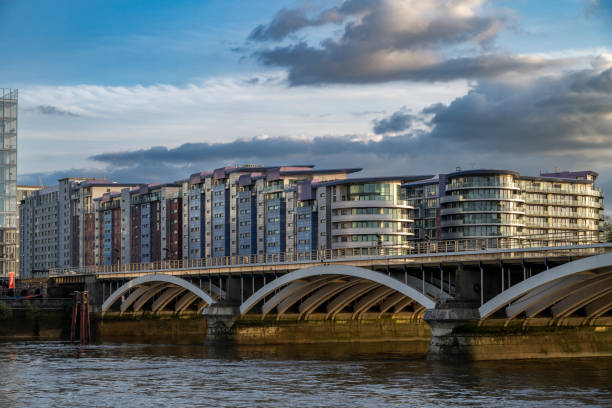 istock Luxury apartments by the Thames in London 1490630283