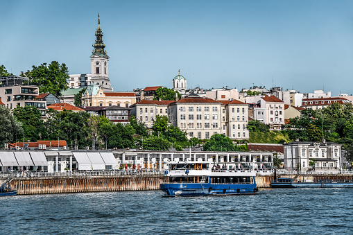 The Tourist Boats On The Danube River In Belgrade, Serbia