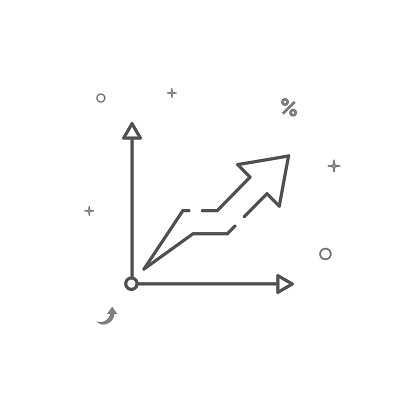 Graph up, abscissa and ordinate axes simple vector line icon. Symbol, pictogram, sign isolated on white background. Editable stroke. Adjust line weight.