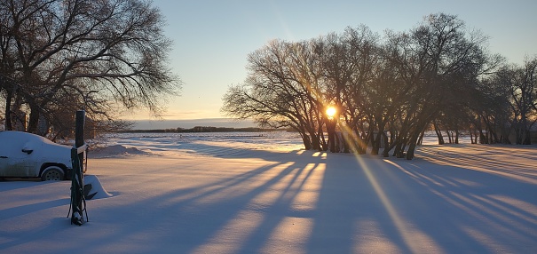 Sunrise in Winter after a fresh snowfall