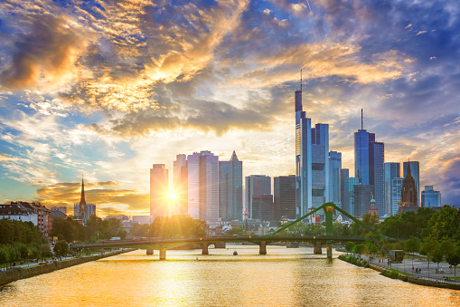 Frankfurt am Main at sunset, Germany