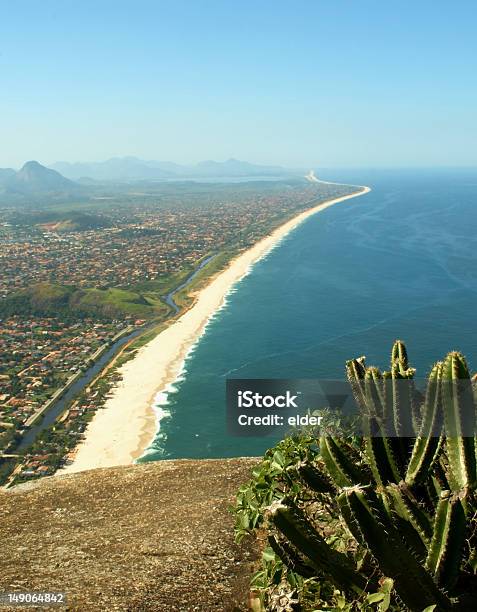 Itaipuaçu Beach View Of The Mourao Mountain Top Stock Photo - Download Image Now - Atlantic Ocean, Beach, Brazil