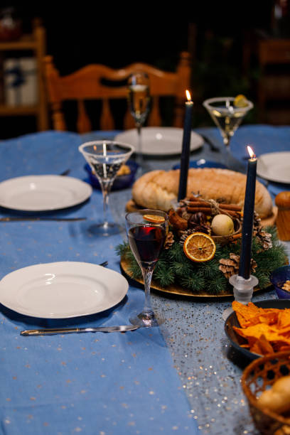 istock Various alcoholic beverages served on a dining table for a Christmas dinner party 1490648968
