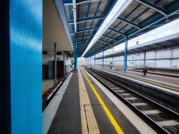 istock Platforms and train tracks at the station 1490649260