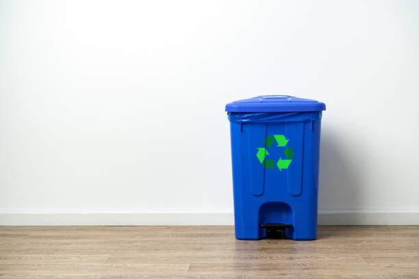 istock Plastic waste bin with lid in the room 1490652359