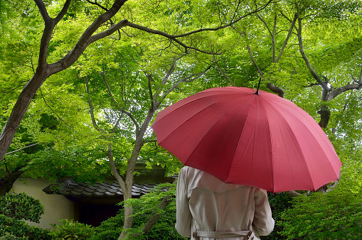 Woman with A Red Umbrella