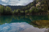 lake among mountains with trees. Teplice Rocks, Czech Republic