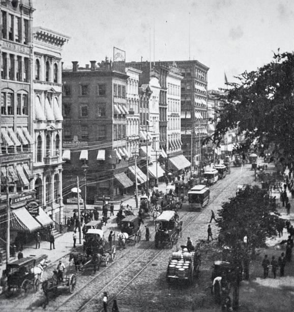 istock New York City, Broadway, west side norht from city hall park, 1887 1490657208