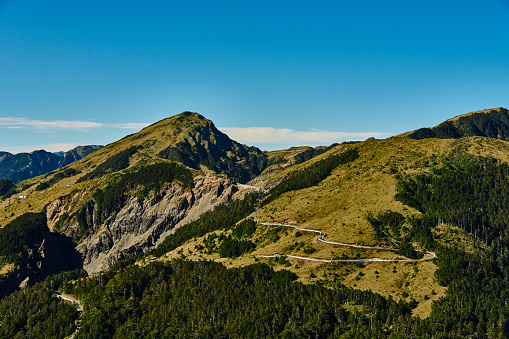 Aerial view of beautiful mountains at morning.