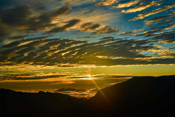 Aerial view of beautiful mountains at morning.