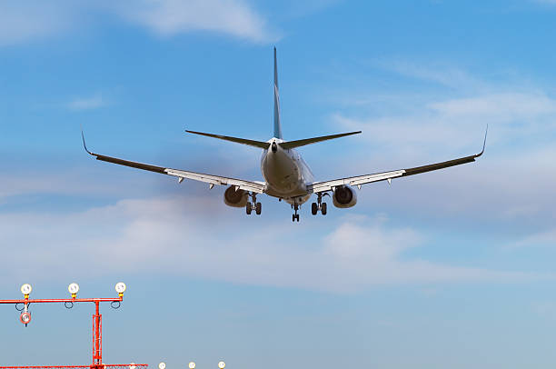 Landing aircraft stock photo