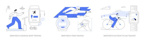 Vector illustration of Smartwatch tracking features abstract concept vector illustrations.