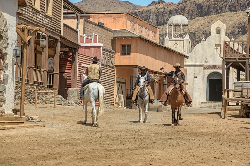 Gran Canaria - April 2023: Sioux City is a Wild West-themed tourist attraction near San Agustin town. Designed to give visitors a taste of the American frontier through variety of shows and activities