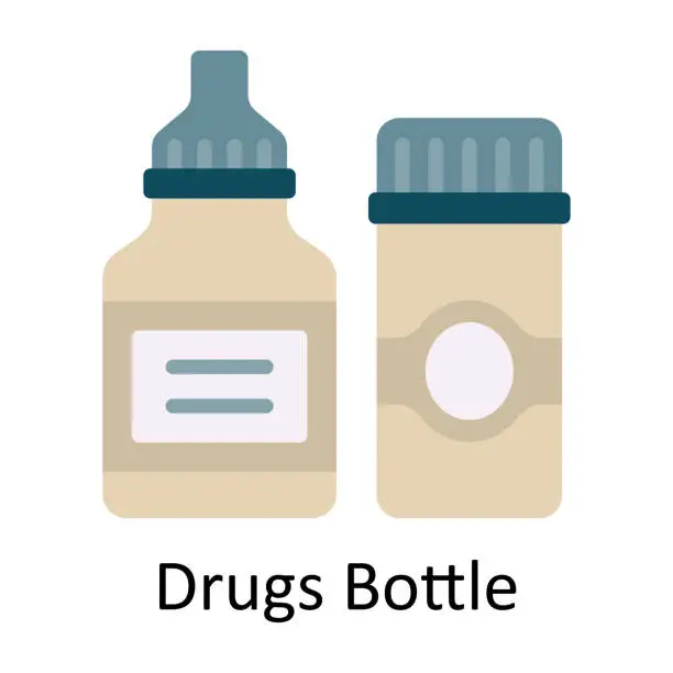 Vector illustration of Drugs Bottle vector Flat Icon Design illustration. Medical and Healthcare Symbol on White background EPS 10 File