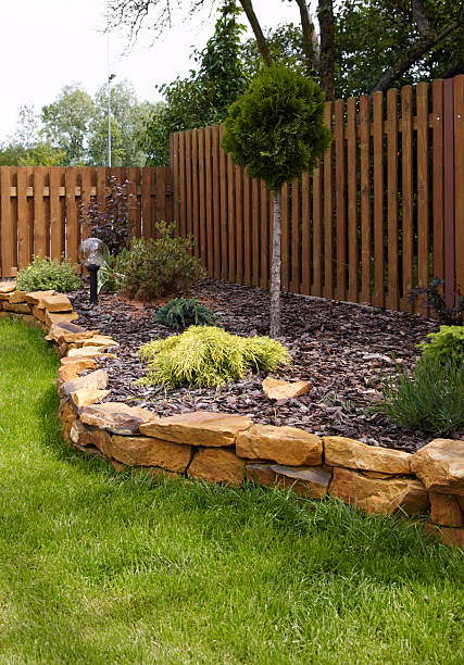 istock A stone lined decorative garden corner in a back yard 149066399