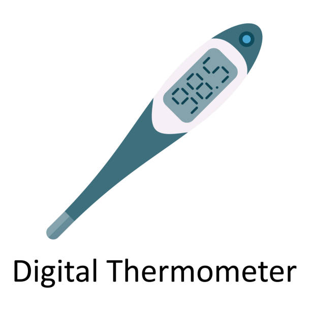 ilustrações de stock, clip art, desenhos animados e ícones de digital thermometer vector flat icon design illustration. medical and healthcare symbol on white background eps 10 file - termómetro digital