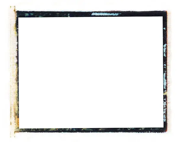 Border from 699 polaroid film transfer isolated on white