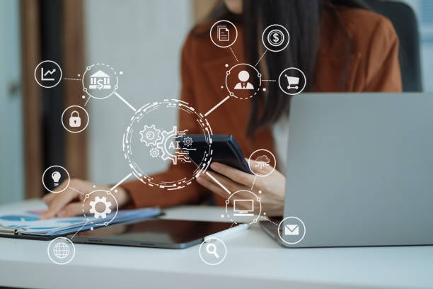 istock Digital transformation technology strategy, woman using laptop, tablet and smartphone with of things. transformation of ideas and the adoption. 1490668707
