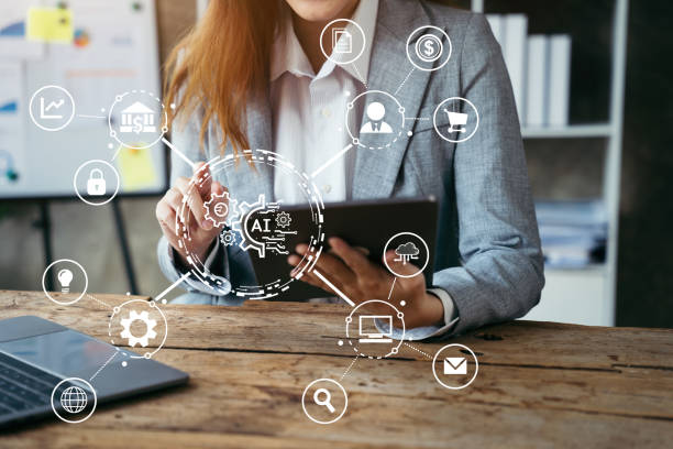 istock Digital transformation technology strategy, woman using laptop, tablet and smartphone with of things. transformation of ideas and the adoption. 1490668731