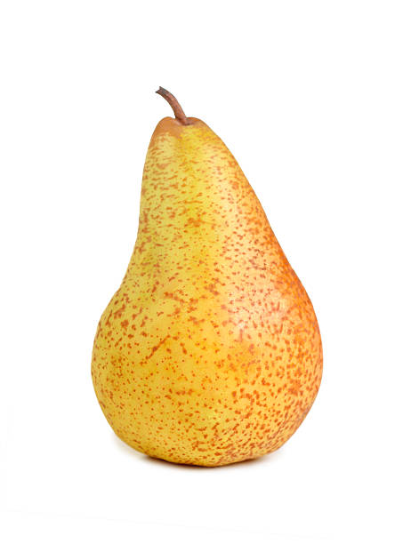 Yellow pear on a white background stock photo