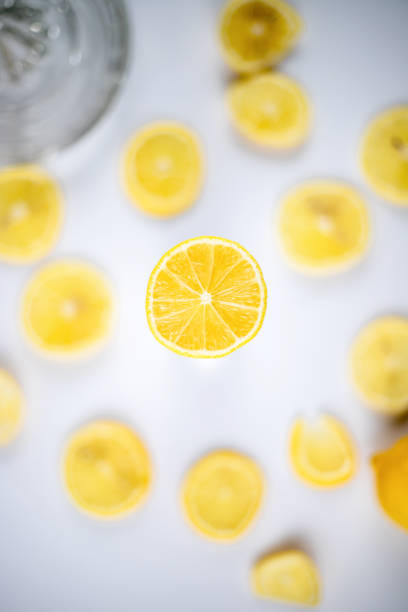 Lemon slices on a white background