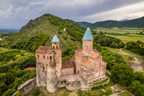 Aerial view of the Georgia landmarks Aerial view of the Gremi castle and church. Kakheti, Georgia. kakheti georgia stock pictures, royalty-free photos & images