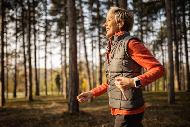 istock Mature woman exercise in nature 1490671180