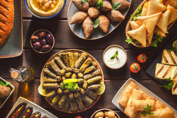 istock Arabic Appetizers on Wooden Background. 1490672882