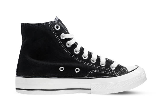 istock Black sneakers isolated on white background 1490673180