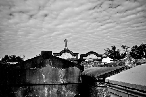 Black and white image of New Orleans cemetery