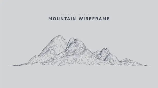 Vector illustration of abstract mountain landscape wireframe topography pattern background