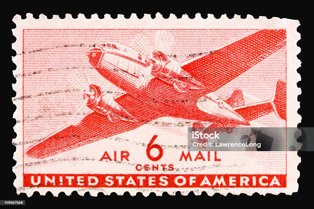 Airmail6 1941 A 1941 issued 6 cent United States airmail postage stamp showing Transport plane. 1941 Stock Photo