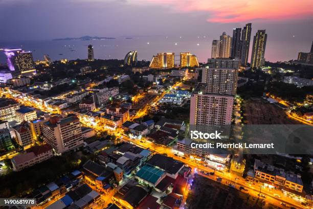 Aerial View Of Pattaya Bang Lamung District Chon Buri Thailand Stock Photo - Download Image Now