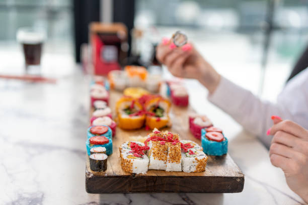 istock Sushi ready to eat on the table 1490686916