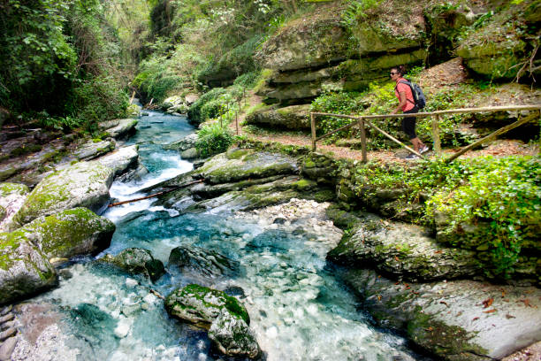 Hiking long the Orfento River, in Abruzzo, Italy