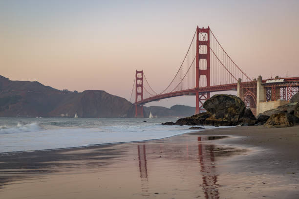 istock Golden Gate Bridge and Baker Beach at Sunset 1490688068
