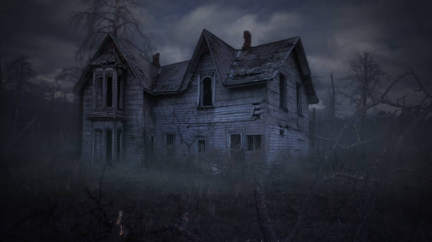 istock Abandoned House Among Dead Trees and Fog 1490688171