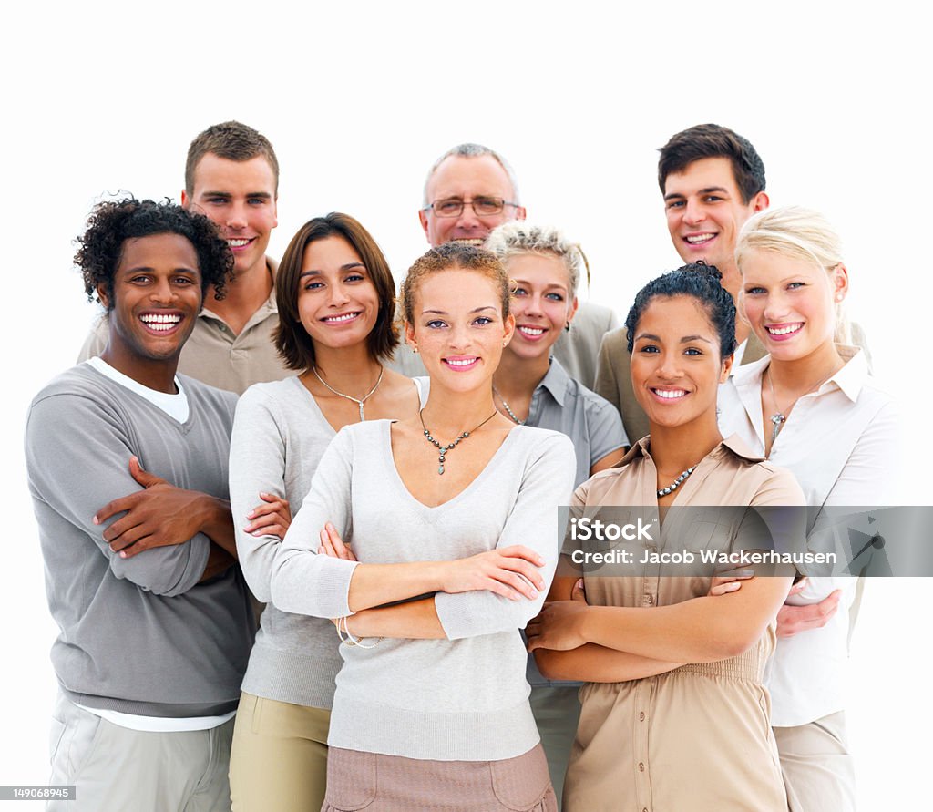 Business colleagues standing together White Background Stock Photo Business colleagues standing together White Background Stock Photo